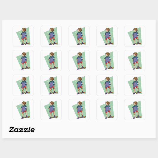 Girl Skateboarder Square Sticker (Vel)