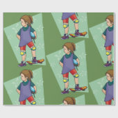 Girl Skateboarder Wrapping Paper Cadeaupapier (Vlak)