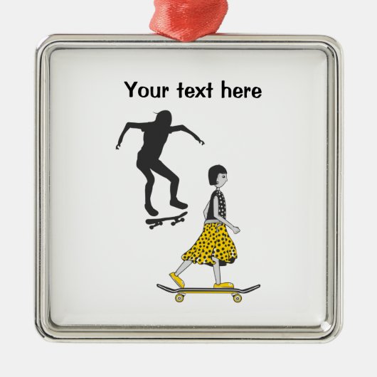 Girl skateboarding metalen ornament (Voorkant)