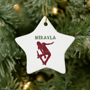 Girl Skateboarding Personalized Skateboarders Keramisch Ornament