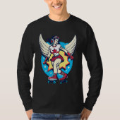 Girl Skating Wings Roller Derby T-shirt (Voorkant)