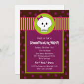 Girl Skeleton Halloween Party Invitation Kaart (Voorkant / Achterkant)