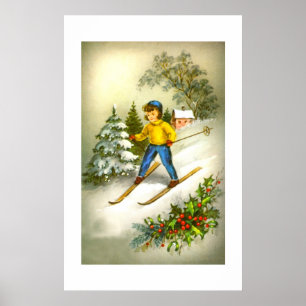 Girl ski-ing poster