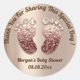 Girl Skinny Feet Baby shower Favor Dank je Ronde Sticker