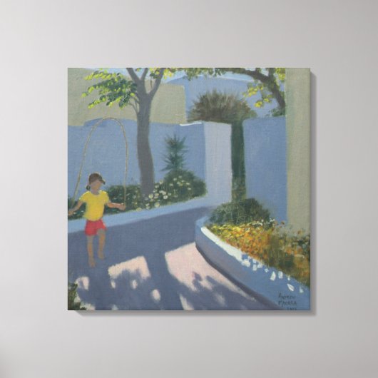Girl Skipping Santorini 2002 Canvas Afdruk (Voorkant)