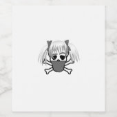 Girl Skull en Crossbones Wijn Etiket (Enkel label)