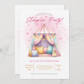  Girl Sleepover birthday party Kaart (Voorkant / Achterkant)