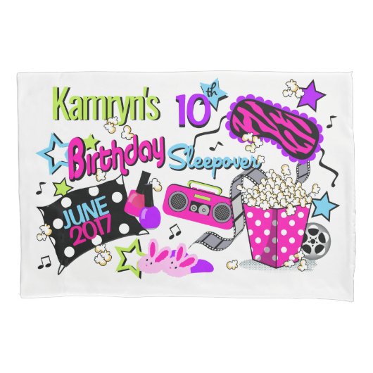 Girl Sleepover Kussensloop Slumber Party Kussenslo (Voorkant)