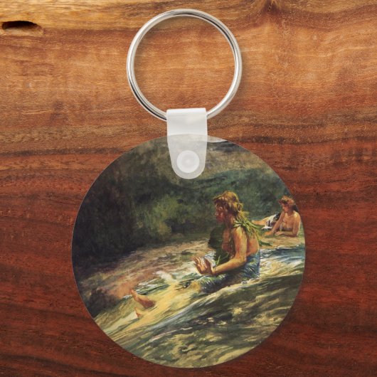 'Girl Sliding Down Water Herfst' - Sleutelhanger (Voorkant)