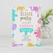 Girl Slime Verjaardagsfeestje Kaart (Staand voorkant)