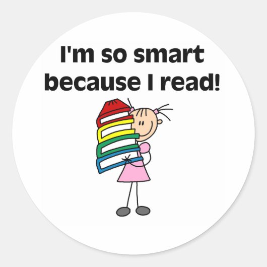 Girl Smart omdat ik lees Ronde Sticker (Voorkant)