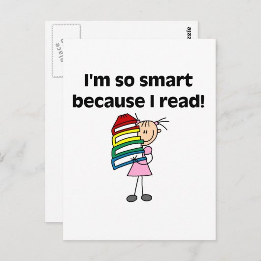 Girl Smart omdat ik Tshirts en cadeautjes lees Briefkaart (Voorkant / Achterkant)