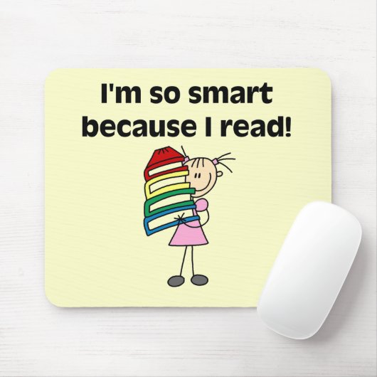 Girl Smart omdat ik Tshirts en cadeautjes lees Muismat (Met muis)