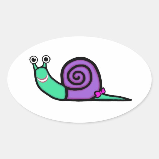 Girl Snail Ovale Sticker (Voorkant)