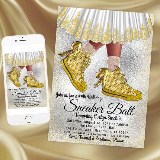 Girl Sneaker Ball Birthday Party Invitation Kaart
