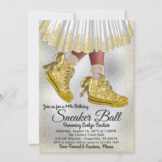 Girl Sneaker Ball Birthday Party Invitation Kaart (Voorkant)