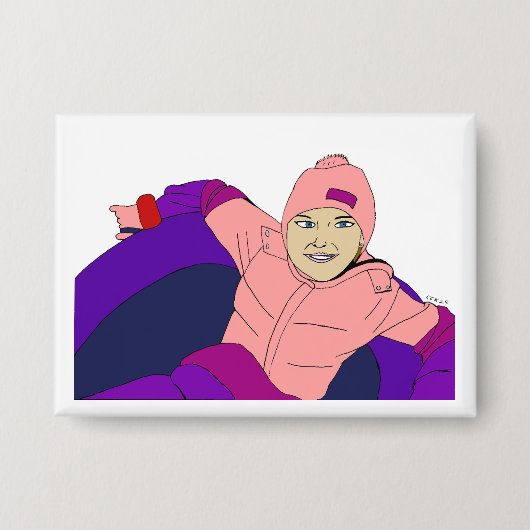 Girl Snow Tubing Button (Voorkant)