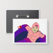 Girl Snow Tubing Button (Voorkant / Achterkant)