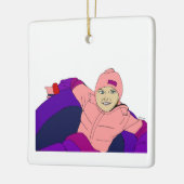Girl Snow Tubing Keramisch Ornament (Links)