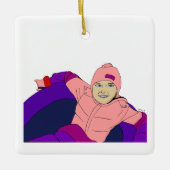 Girl Snow Tubing Keramisch Ornament (Voorkant)