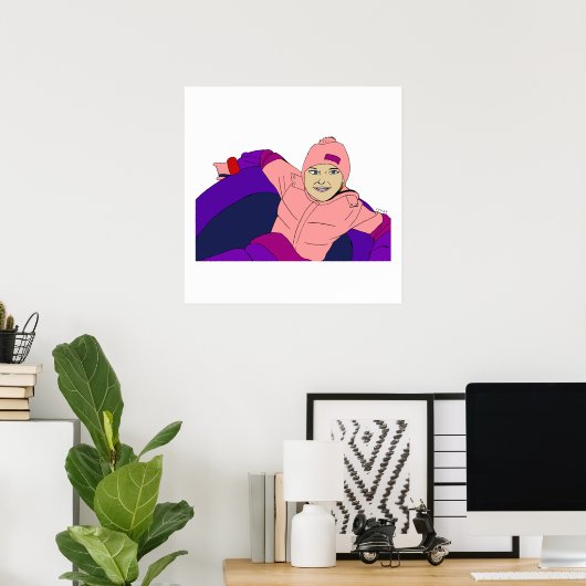 Girl Snow Tubing Poster (Thuiskantoor)