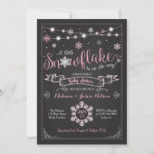 Girl Snowflake Baby shower Invitation Kaart (Voorkant)