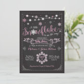 Girl Snowflake Baby shower Invitation Kaart (Staand voorkant)