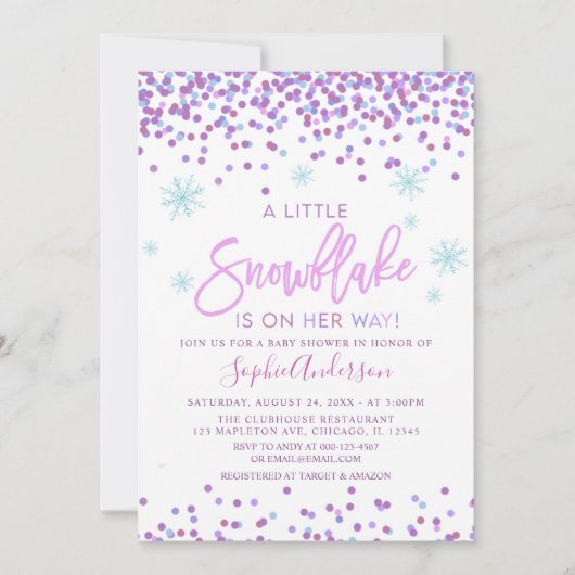 Girl Snowflake Winter Baby shower Kaart (Voorkant)