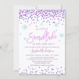 Girl Snowflake Winter Baby shower Kaart