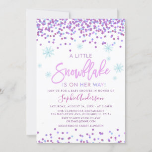 Girl Snowflake Winter Baby shower Kaart