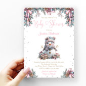 Girl Snowman Baby shower Kaart