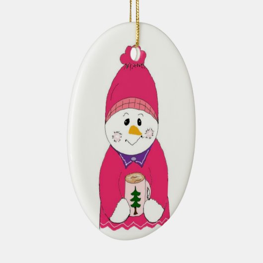 Girl Snowman in Pink Toque Keramisch Ornament (Rechts)
