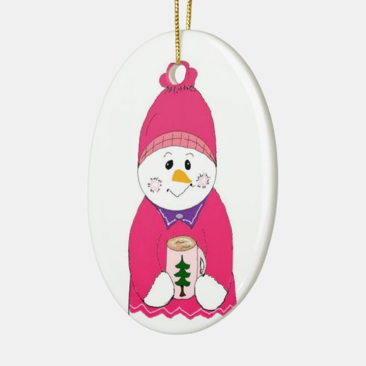 Girl Snowman in Pink Toque Keramisch Ornament (Links)