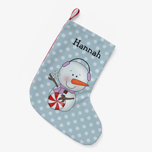 Girl Snowman Personalized Kleine Kerstsok (Voorkant (Hangend))
