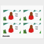 Girl Snowy Winter Day Rechthoekige Sticker (Vel)