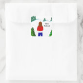 Girl Snowy Winter Wonderland Vierkante Sticker (Tas)