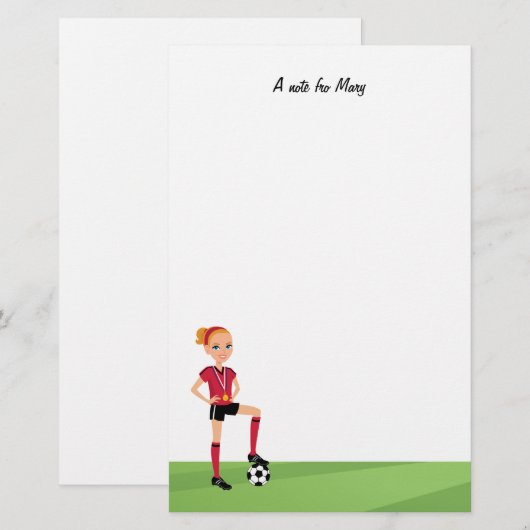Girl Soccer Camp Stationery Briefpapier (Voorkant / Achterkant)