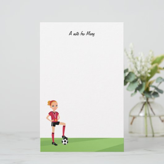 Girl Soccer Camp Stationery Briefpapier (Staand voorkant)