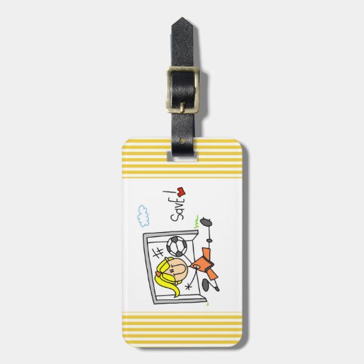 Girl Soccer Goal Keeper T-shirts en cadeautjes Bagagelabel (Voorkant verticaal)