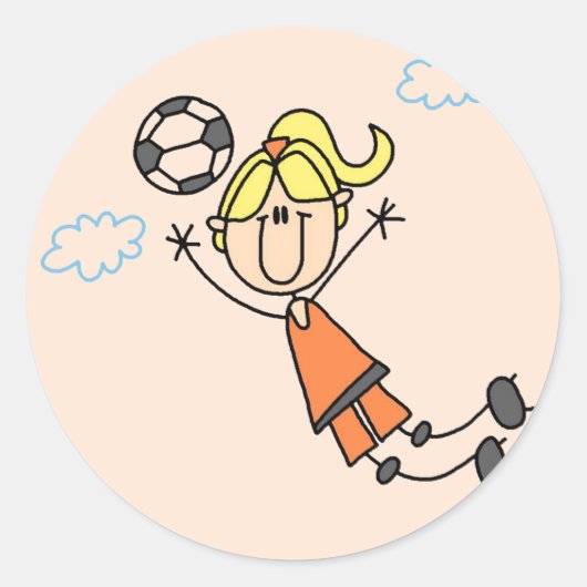 Girl Soccer Jump Tshirts en Gifts Ronde Sticker (Voorkant)