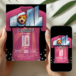 Girl Soccer Shirt Birthday Party Invitation Kaart