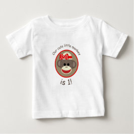 Girl Sock Monkey eerste verjaardag shirt rood