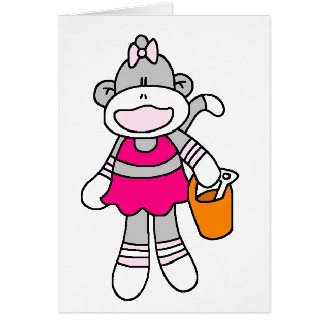Girl Sock Monkey op strand (Voorkant)