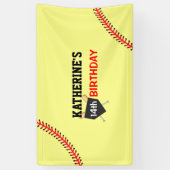 Girl Softball Birthday Party - achtergrond Spandoek (Verticaal)