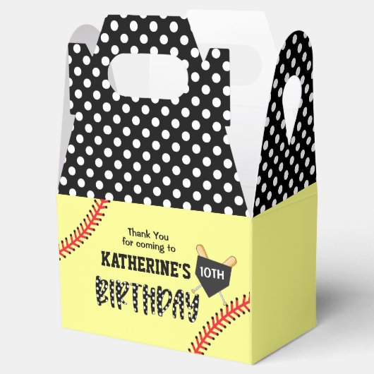 Girl Softball Birthday Party Bedankdoosjes (Geopend)