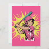 Girl Softball Birthday Party Kaart (Achterkant)