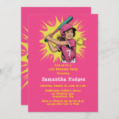 Girl Softball Birthday Party Kaart (Voorkant / Achterkant)