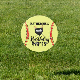 Girl Softball Birthday Party Yard Tuinbord