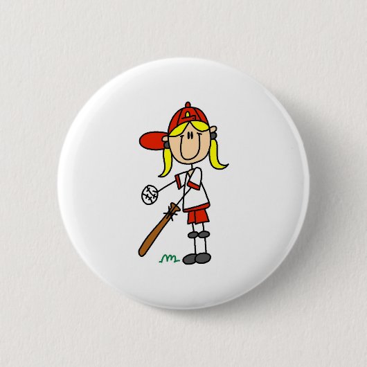 Girl Softball Player Button (Voorkant)