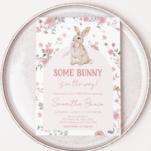Girl Some Bunny Baby shower Invitation Kaart